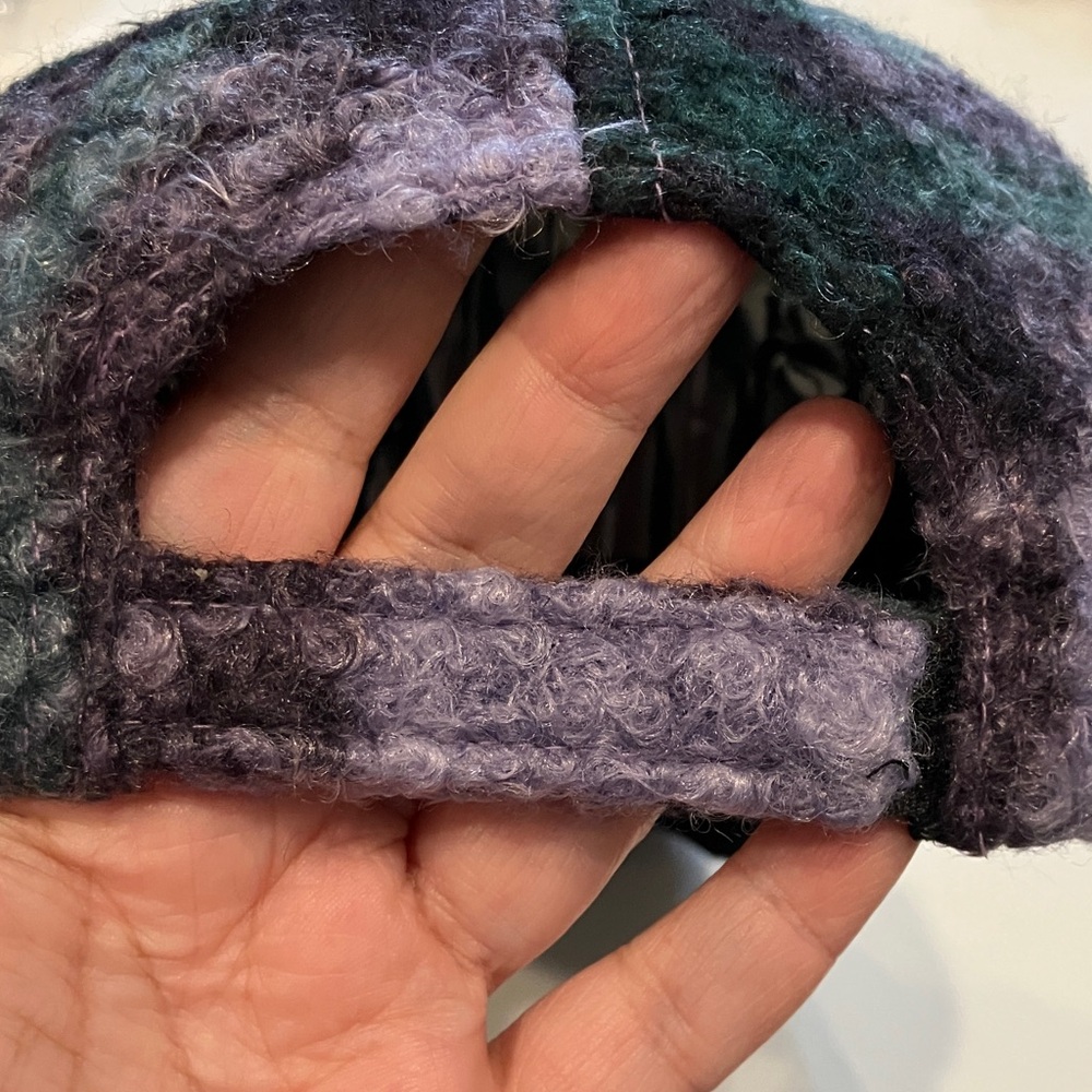 Purple & Green Textured Plaid Cap - Picture 9 of 10